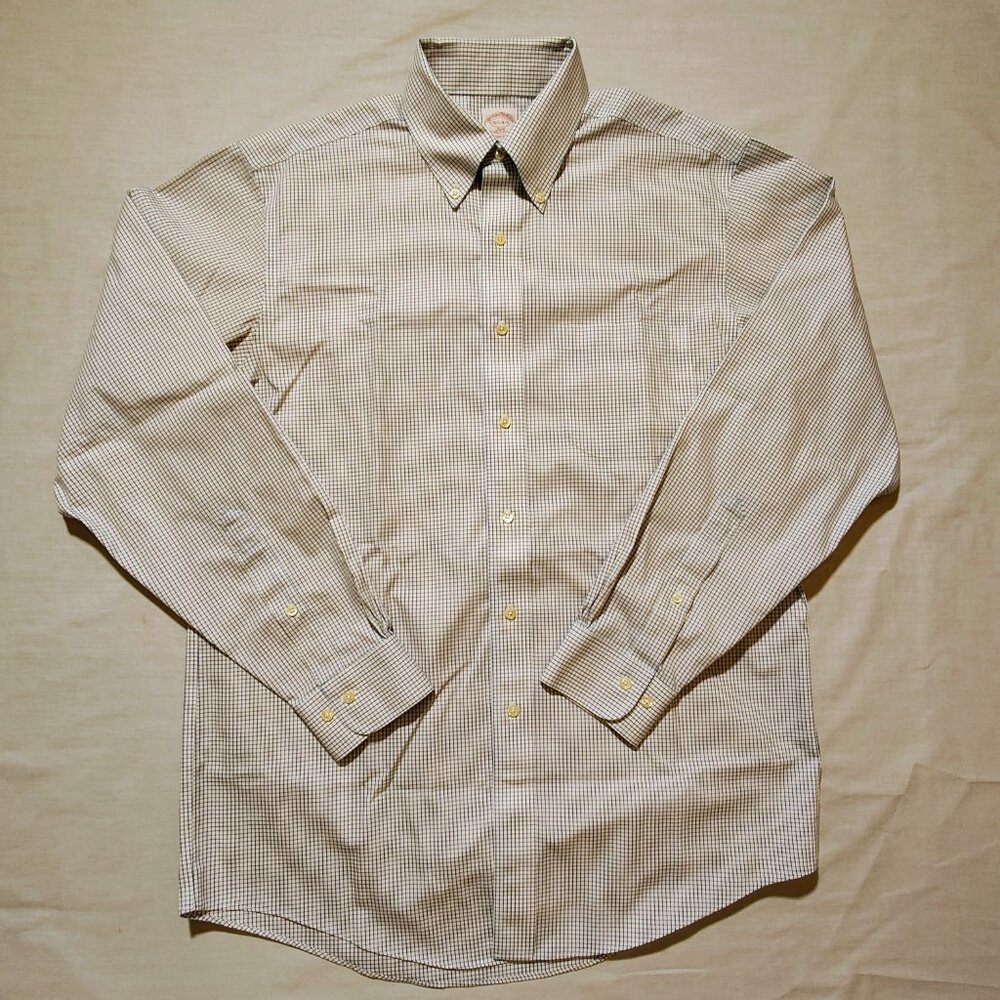Brooks Brothers Dress Shirt 346 Men's 15 1/2-4/5 Long‎ Sleeve Checkered